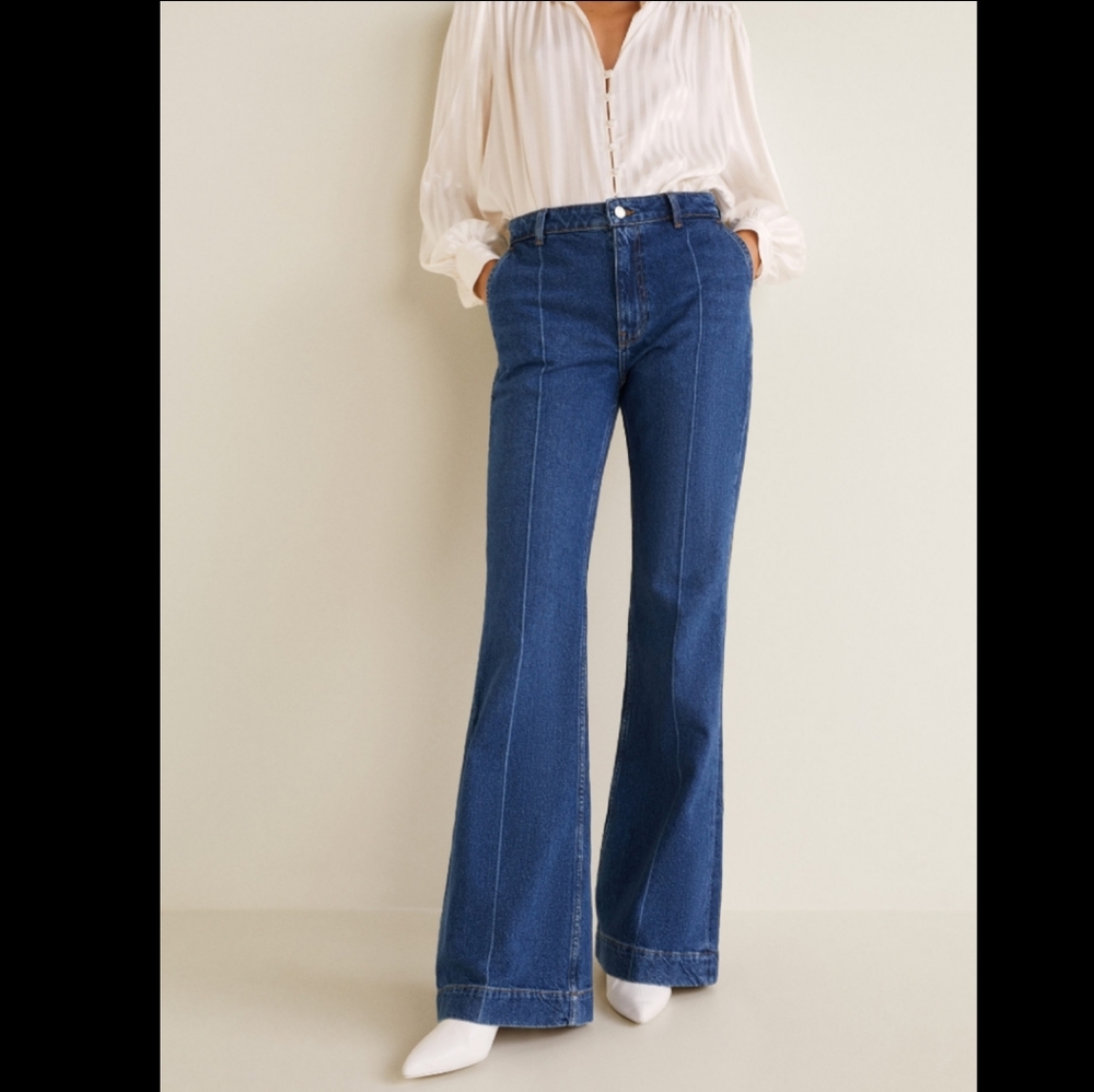 Mango Decorative Seam Flared Jeans MNG Sz.6 NWT